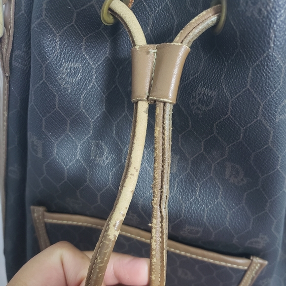 CHRISTIAN DIOR Black Honeycomb Bucket Bag Purse - Picture 6 of 15